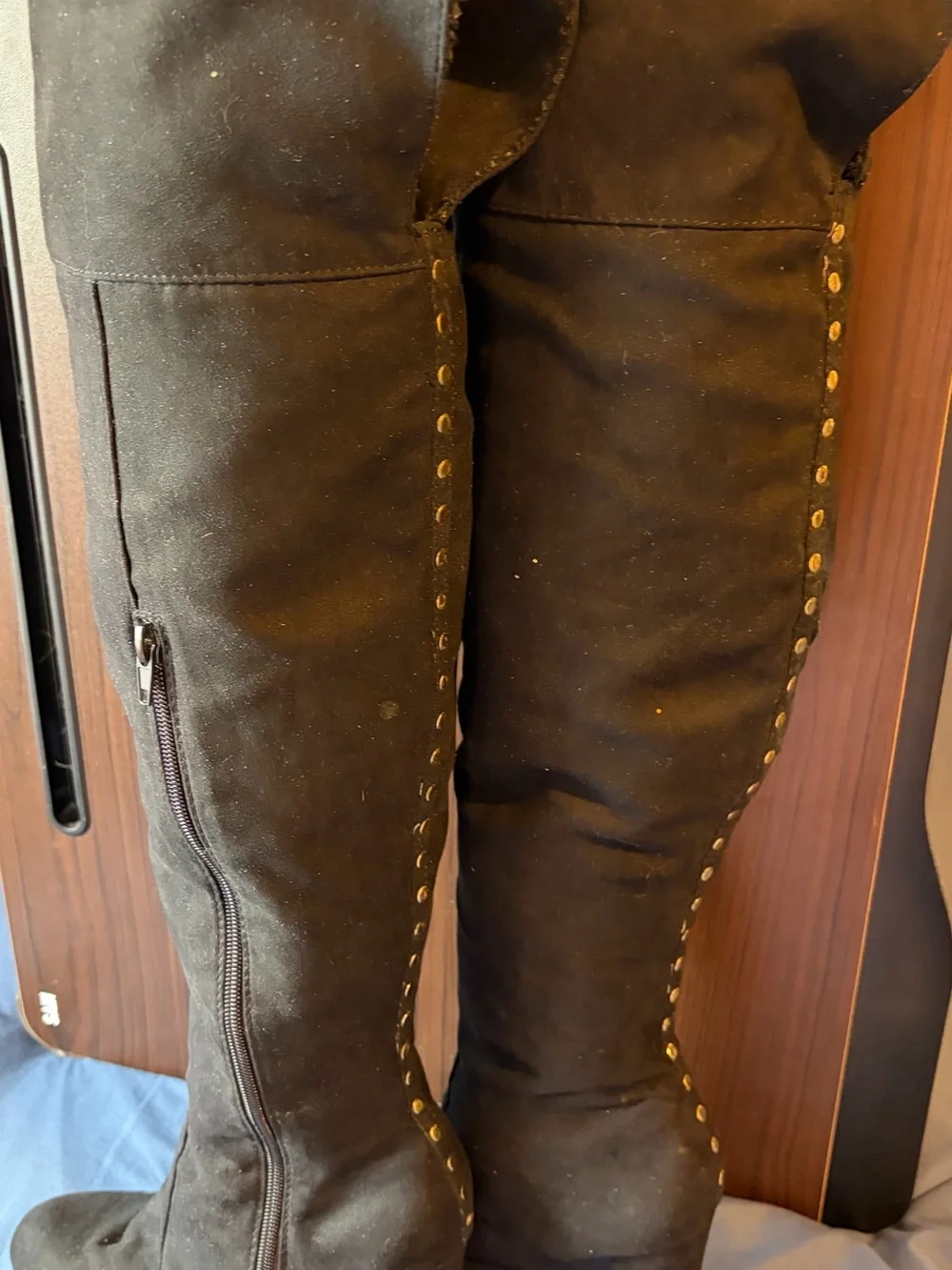 Black Studded Over-the-Knee Boots